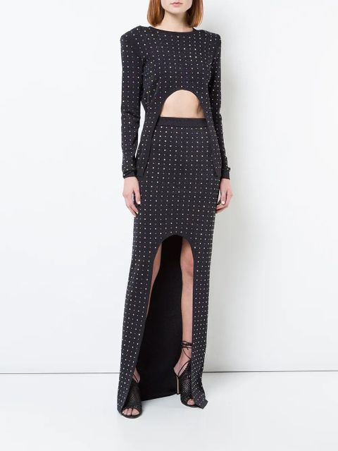 Balmain crystal-embellished maxi skirt - Black