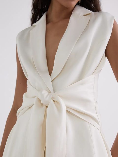 Karl Lagerfeld kamizelka kolor beżowy jednorzędowa A3W14043