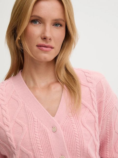 Answear.LAB kardigan z kaszmirem damski kolor różowy