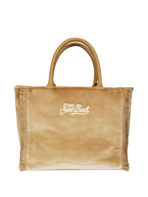 MC2 Saint Barth Colette fringed handheld velvet tote bag - Neutrals
