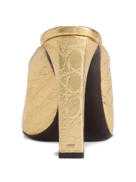 Giuseppe Zanotti 105mm Mya crocodile-print square-toe sandals - Gold