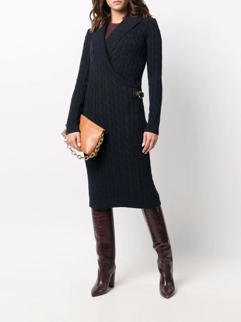 Lauren Ralph Lauren gassed cable-knit wrap dress - Blue - zdjęcie produktu nr 2