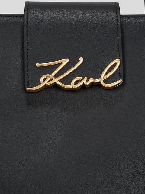 Karl Lagerfeld torebka skórzana K/SIGNATURE kolor czarny A3W30133