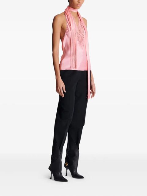 Balmain silk halterneck top - Pink