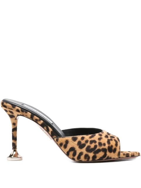 Aquazzura 95mm leopard-print heeled mules - Brown - zdjęcie produktu nr 1