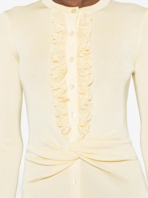 Self-Portrait ruffled twist-detail dress - Yellow