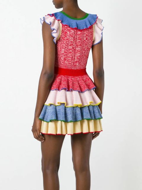 Alexander McQueen knitted tiered mini dress - Multicolour