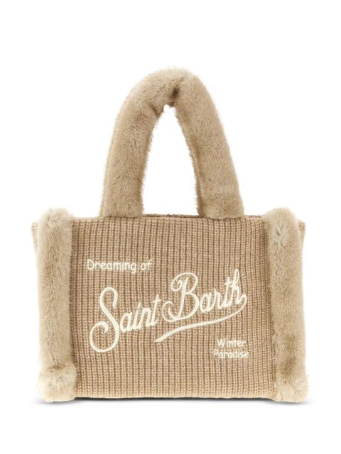 MC2 Saint Barth Colette shearling-trim knitted tote bag - Neutrals - zdjęcie produktu nr 1