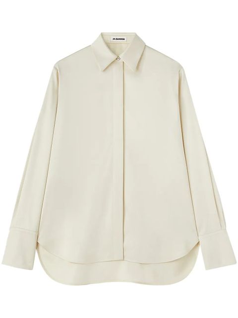 Jil Sander pointed-collar satin shirt - White - zdjęcie produktu nr 1