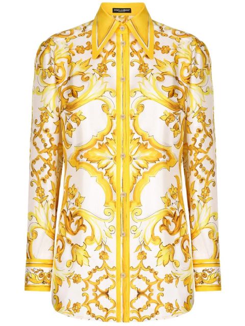 Dolce & Gabbana Majolica-print silk shirt - Yellow - zdjęcie produktu nr 1