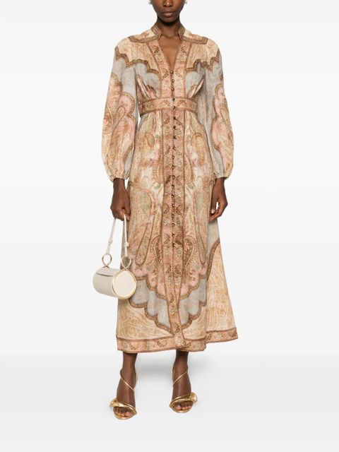 ZIMMERMANN Wanderlust plunge midi dress - Neutrals