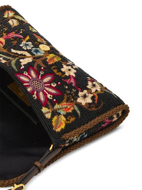Valentino Garavani small floral embroidered shoulder bag - Black