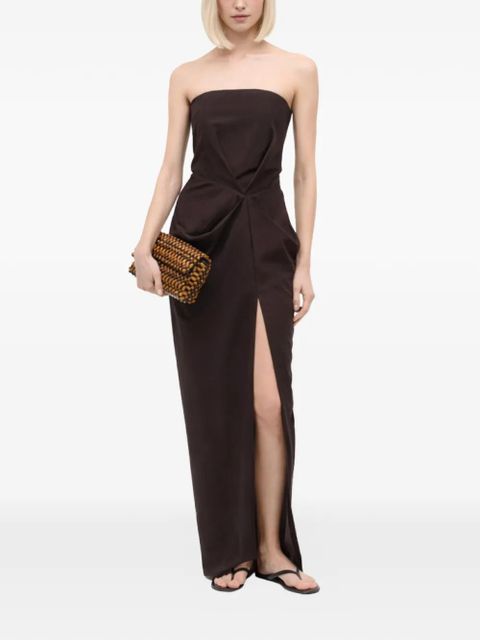 STAUD Kara strapless front-slit maxi dress - Brown - zdjęcie produktu nr 2