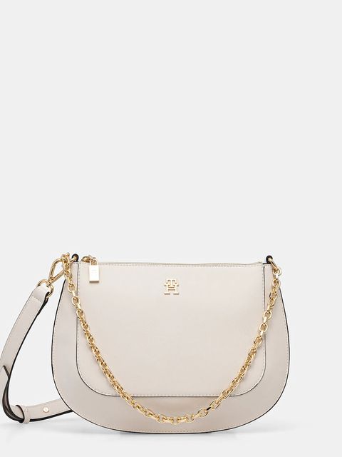 Tommy Hilfiger torebka skórzana kolor beżowy AW0AW18143 - zdjęcie produktu nr 1