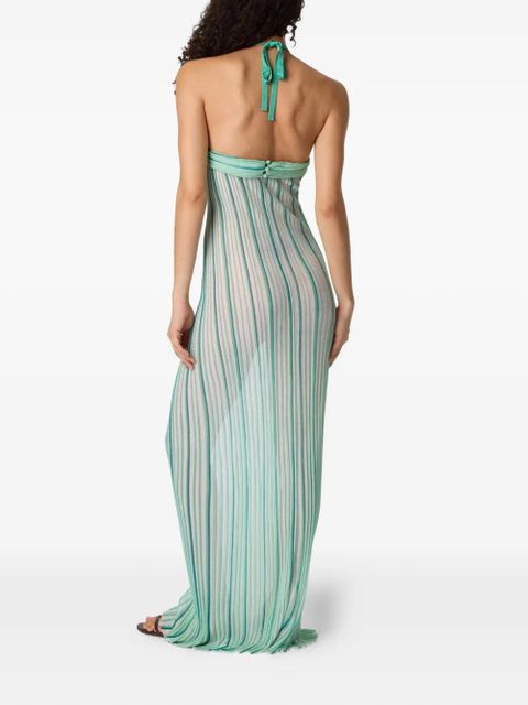 Missoni striped halterneck beach dress - Green
