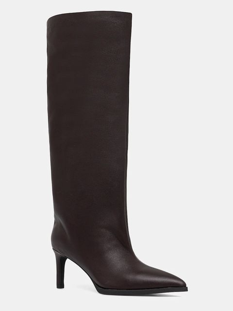 Answear.LAB kozaki skórzane kolor bordowy na szpilce - zdjęcie produktu nr 2