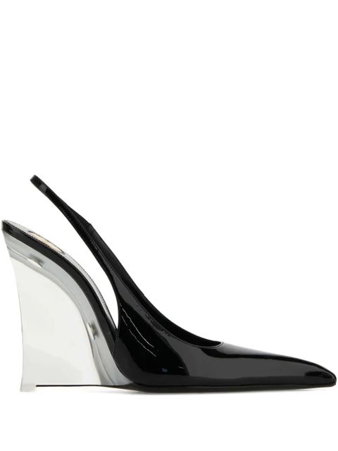 Saint Laurent patent slingback wedge heels - Black - zdjęcie produktu nr 1