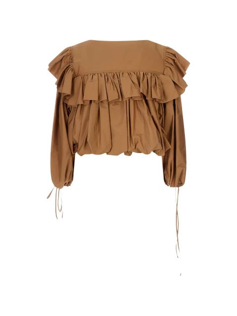 Chloé ruffled-trim long-sleeve blouse - Brown - zdjęcie produktu nr 2