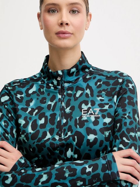 EA7 Emporio Armani bluza sportowa kolor turkusowy z nadrukiem AF14634.7W000396