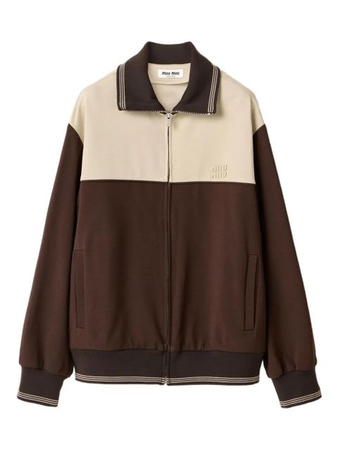 Miu Miu knitted-cuffs zip-front sweatshirt - Brown - zdjęcie produktu nr 1