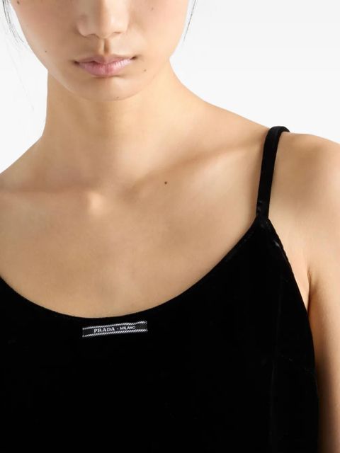 Prada logo-label velvet top - Black - zdjęcie produktu nr 2