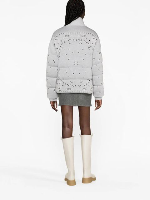Alanui bandana-print zip-up down jacket - Grey