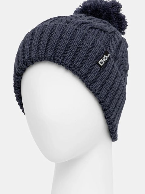 Jack Wolfskin czapka Pompom kolor niebieski wełniana 1905092 - zdjęcie produktu nr 2