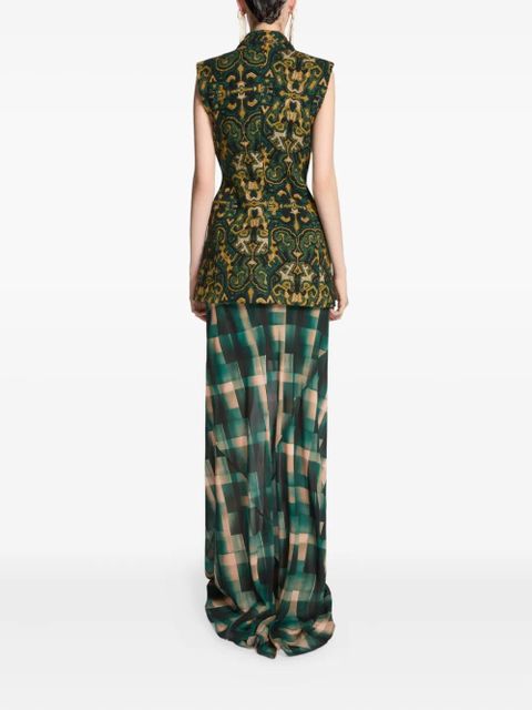 DRIES VAN NOTEN embellished sleeveless blazer - Green