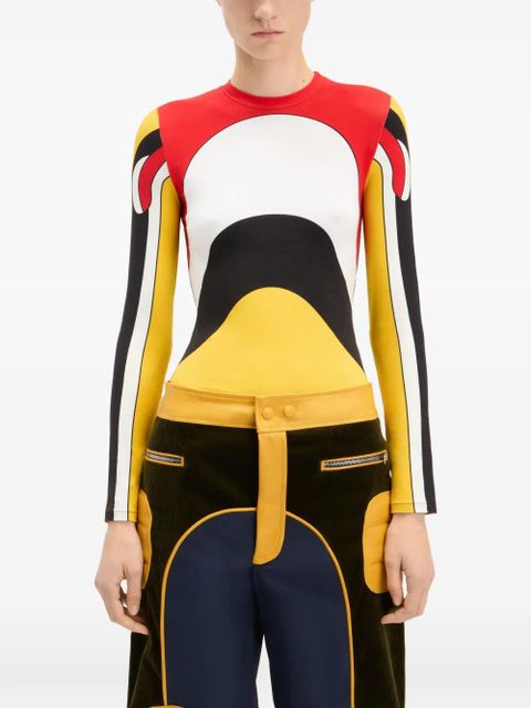 Jean Paul Gaultier long-sleeves body map top - Yellow - zdjęcie produktu nr 2