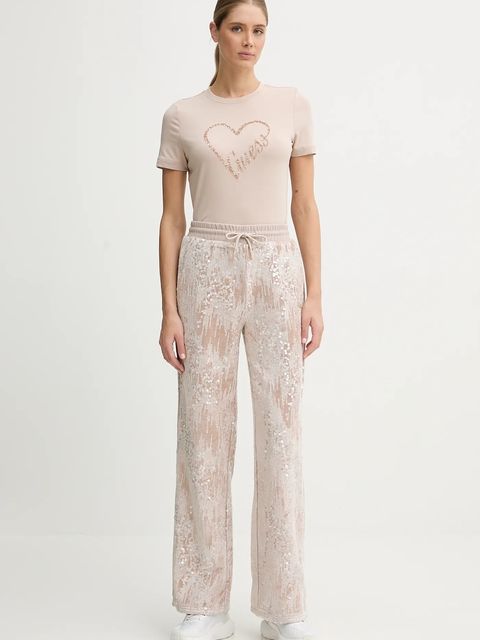 Guess t-shirt LOVE damski kolor beżowy V5BI13 J1314