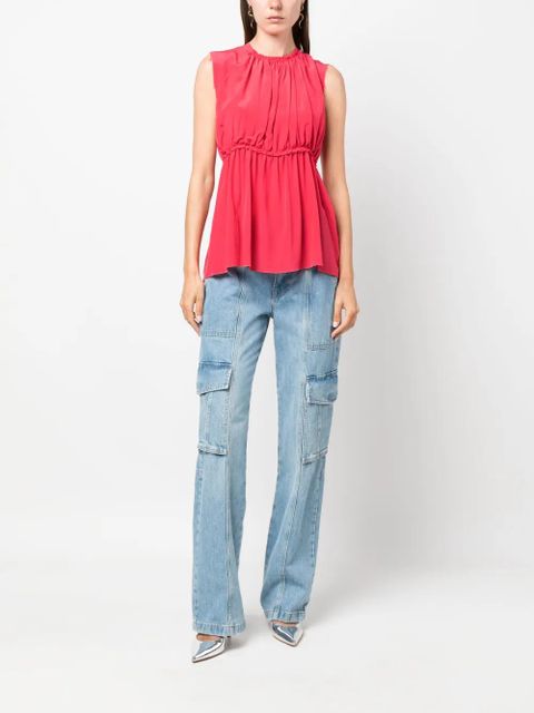 Lanvin ruched sleeveless silk blouse - Pink