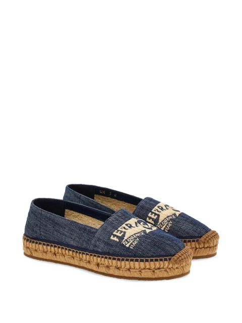 Ferragamo logo-embroidered denim espadrilles - Blue - zdjęcie produktu nr 2