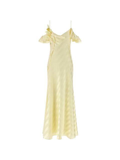 Self-Portrait striped satin maxi dress - Yellow - zdjęcie produktu nr 2