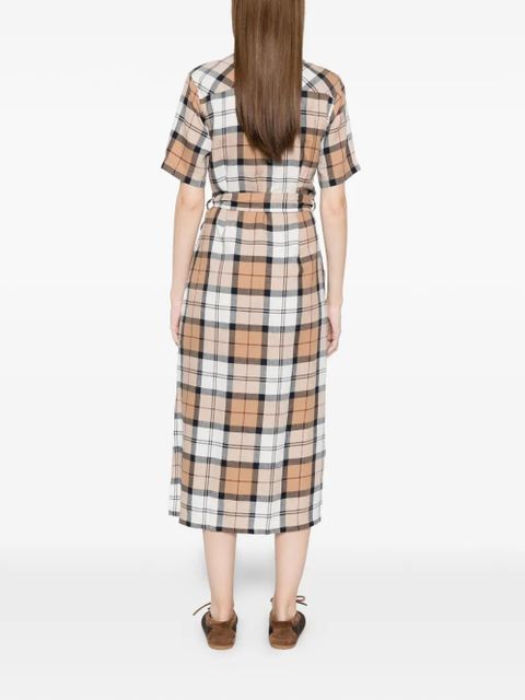 Barbour Fern belted check midi dress - Brown