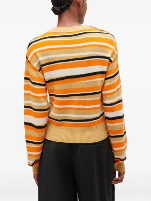 GANNI striped button-detailed sweater - Yellow