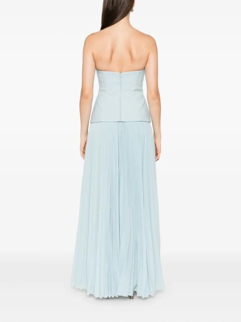 Solace London Britt strapless pleated dress - Blue