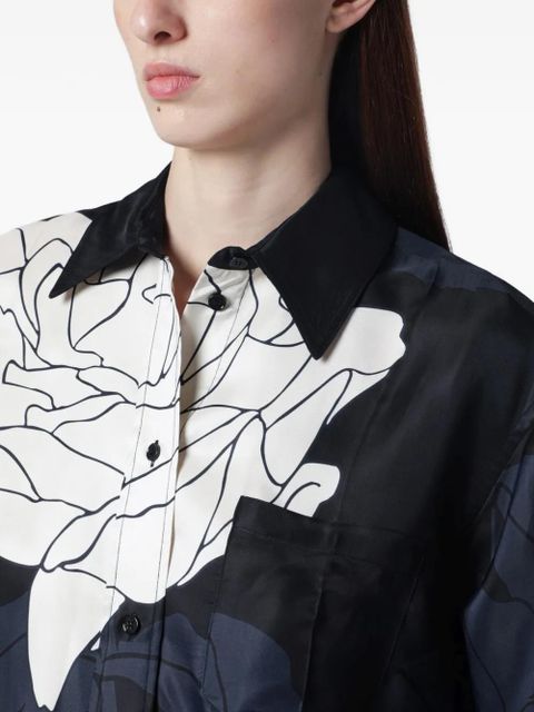 Victoria Beckham floral-print pyjama shirt - Black