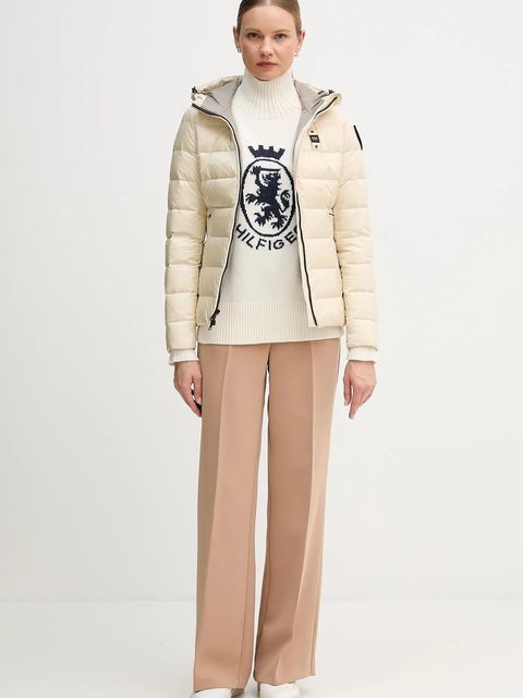 Tommy Hilfiger sweter z dodatkiem wełny damski kolor beżowy z półgolfem WW0WW46434