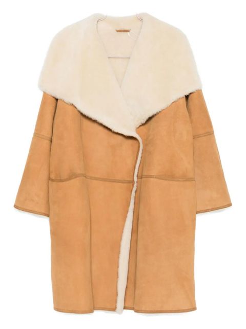 TOTEME draped shearling coat - Brown - zdjęcie produktu nr 2