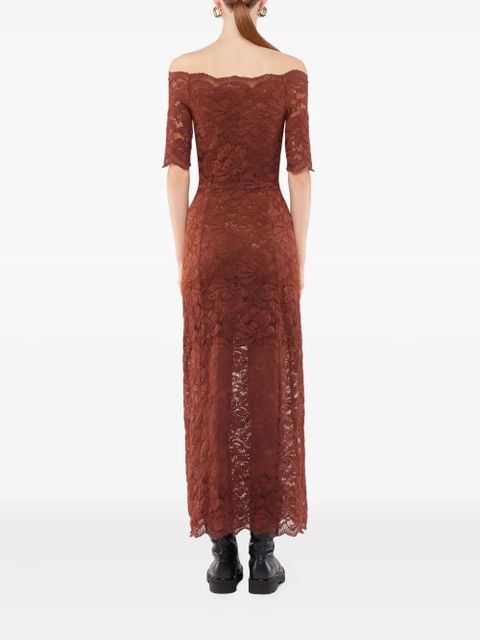 Rabanne off-shoulder lace midi dress - Brown - zdjęcie produktu nr 2