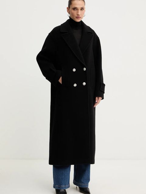 Pinko płaszcz z dodatkiem wełny kolor czarny 105770 A2SM - zdjęcie produktu nr 1