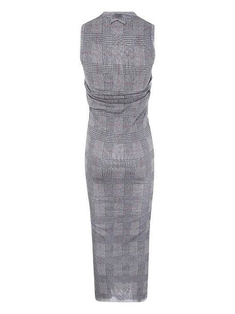Jean Paul Gaultier mesh-panelled check maxi dress - Grey - zdjęcie produktu nr 2