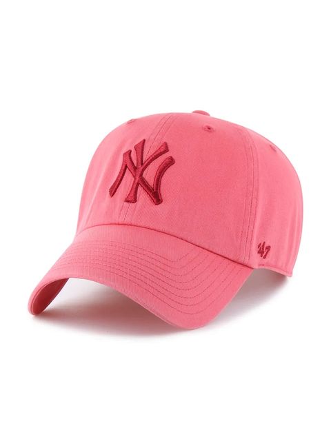 47 brand czapka z daszkiem bawełniana MLB New York Yankees kolor różowy gładka B-RGW17GWS-Z0 - zdjęcie produktu nr 1
