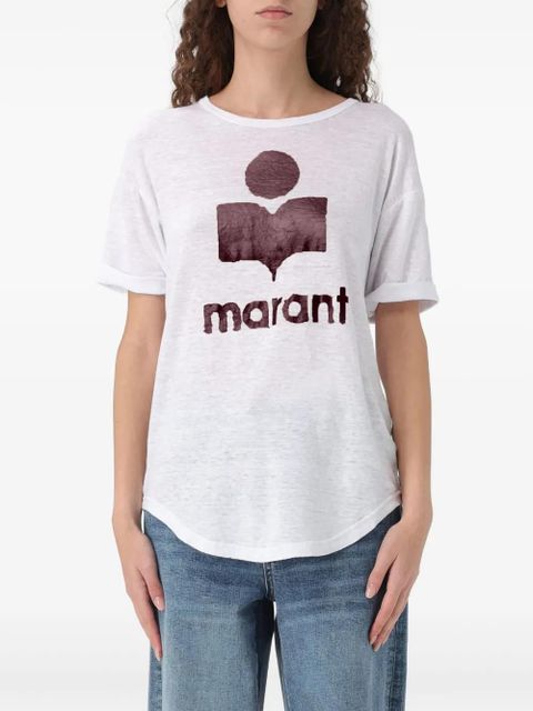 MARANT ÉTOILE logo-print linen T-shirt - White - zdjęcie produktu nr 1