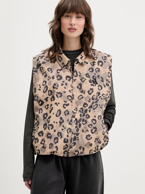 adidas bezrękawnik Animal Print 3-Stripes kolor beżowy przejściowy JV6957 - zdjęcie produktu nr 1