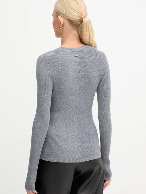 BOSS kardigan wełniany damski kolor szary lekki 50544904