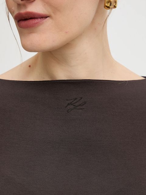 Karl Lagerfeld longsleeve kolor brązowy A4W17045