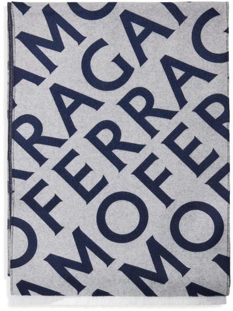 Ferragamo logo-print fine-knit scarf - Grey - zdjęcie produktu nr 1