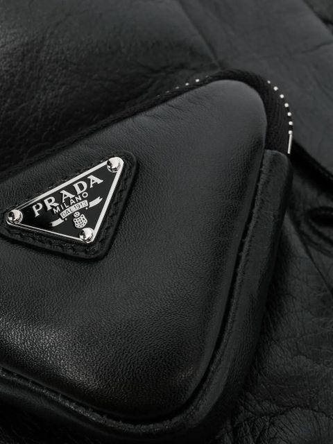 Prada zip-pocket leather gloves - Black - zdjęcie produktu nr 2