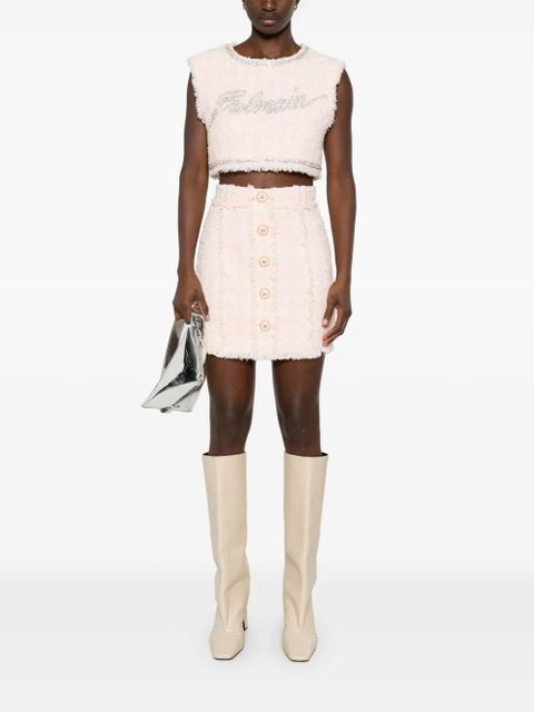 Balmain crystal-embellished cropped top - Pink - zdjęcie produktu nr 2